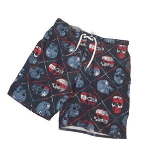 Vintage Joe Boxer Mens Board Shorts XL Patriotic Skulls & Crossbones Swim Trunks
